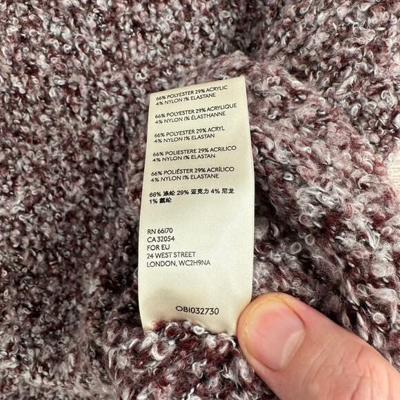 Free People Fuzzy Chunky Knit Oversized Turtleneck Sweater Womens XS Purple Gray - Picture 10 of 13